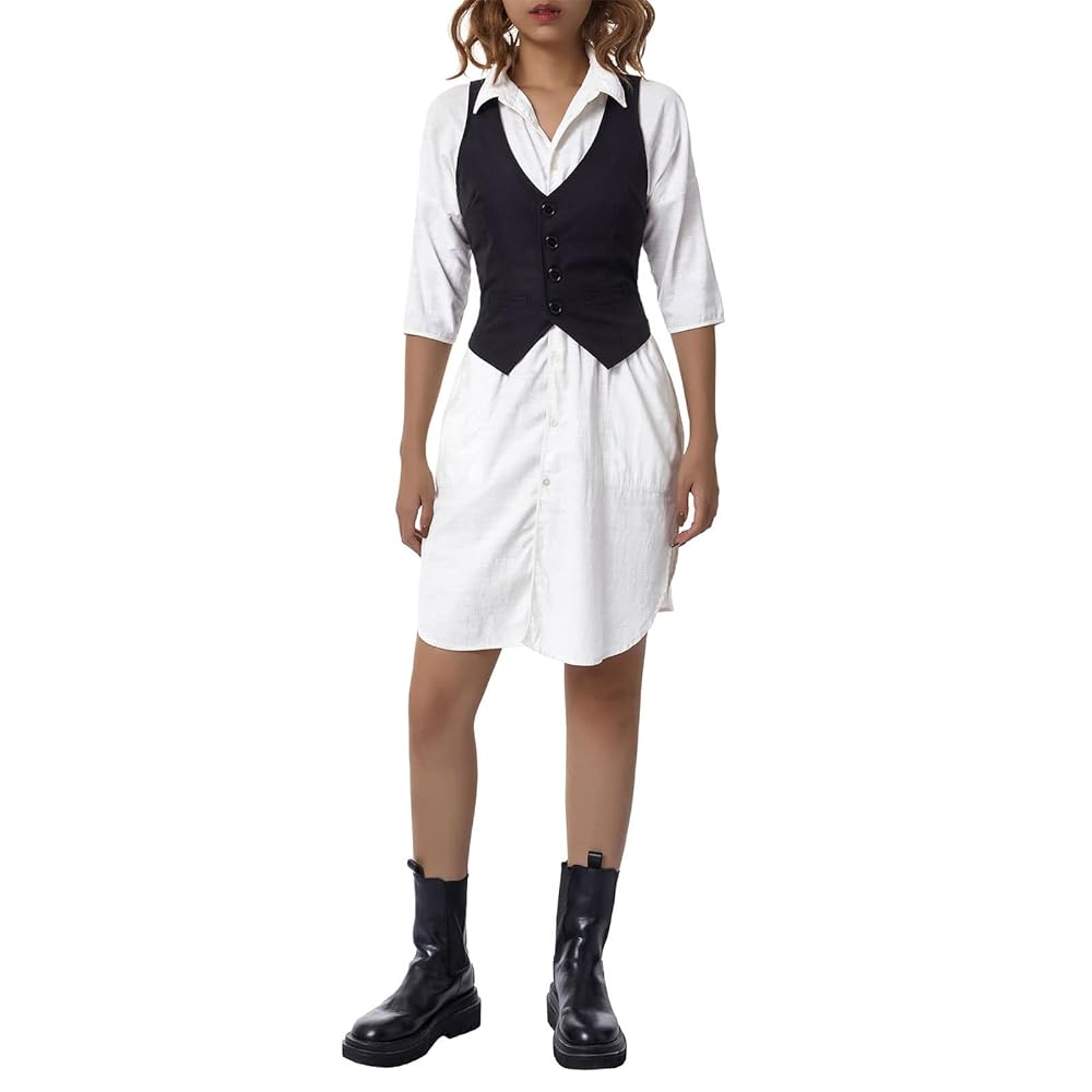 Taoocy Women's V Neck Button Down Crop Vest Top Business